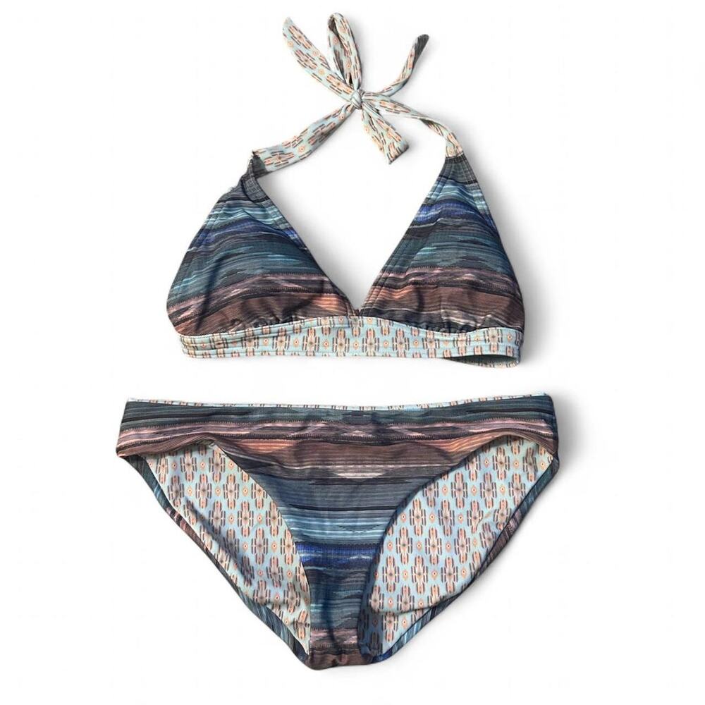 PrAna‎ blue and white striped XS Bikini Bottoms reversible